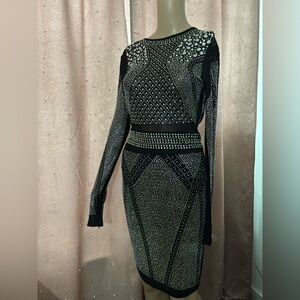 Rhinestone Black Cocktail Dress